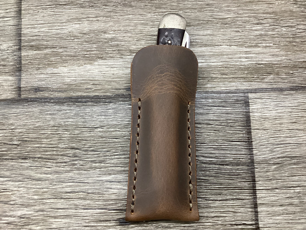 Buffalo Leather Pocket Knife Slip Trapper 4 1/8" Size (Sheath Only)