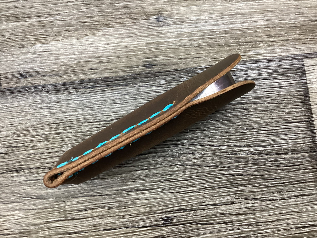 Buffalo Leather Pocket Knife Slip  Mini Trapper Size, (Sheath Only)