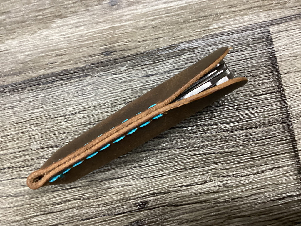 Buffalo Leather Pocket Knife Slip  Mini Trapper Size, (Sheath Only)