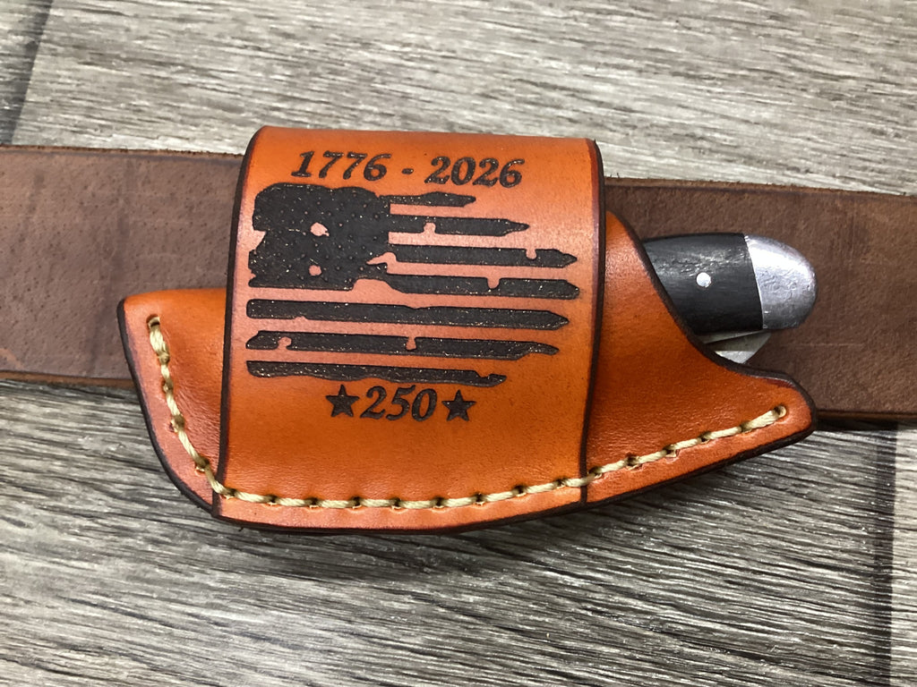 Leather Folding Knife Sheath Mini Trapper Size(Sheath Only)
