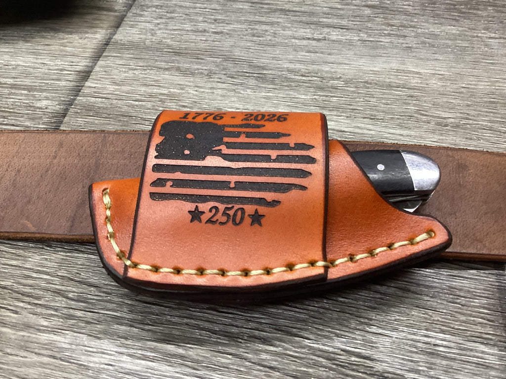Leather Folding Knife Sheath Mini Trapper Size(Sheath Only)
