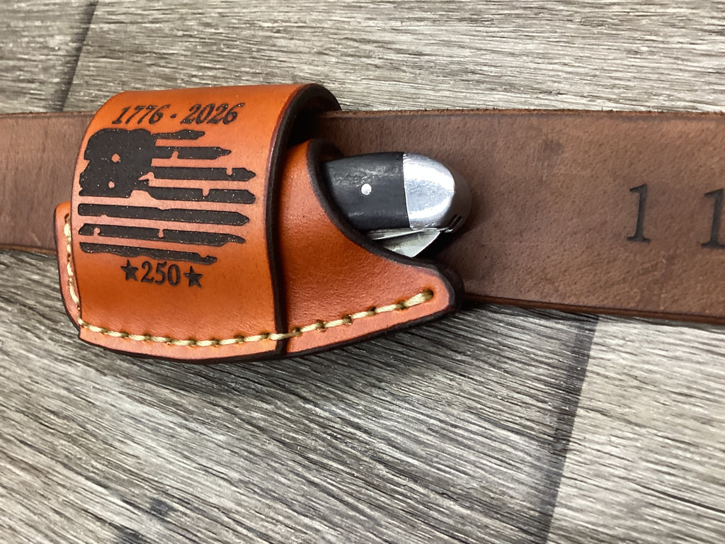 Leather Folding Knife Sheath Mini Trapper Size(Sheath Only)
