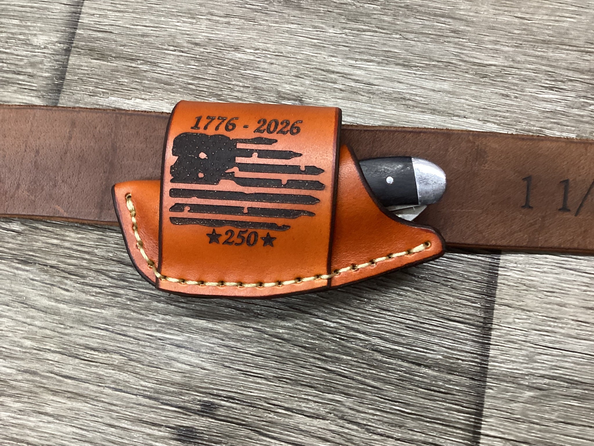 Leather Folding Knife Sheath Mini Trapper Size(Sheath Only)